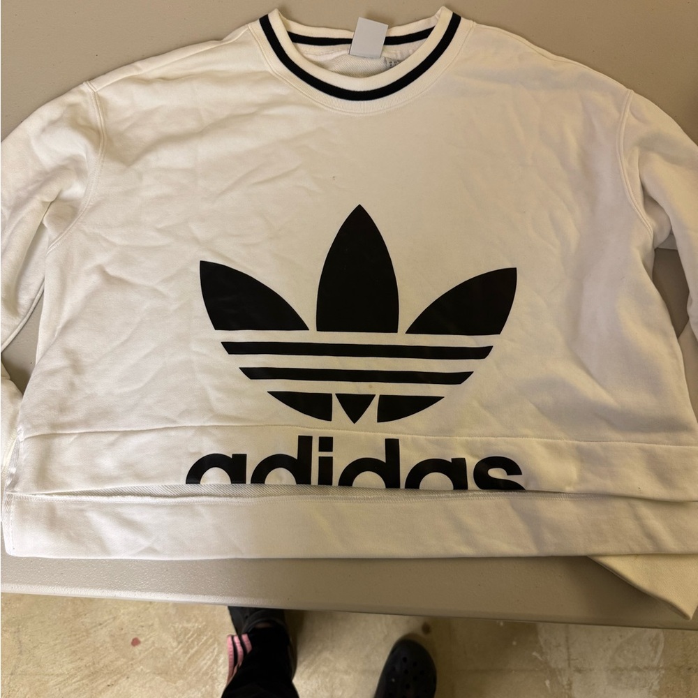 Adidas White Tee with Black Accents